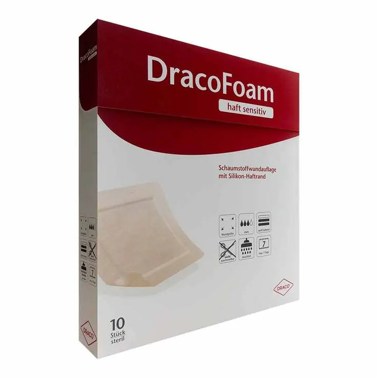 Dracofoam Haft sensitiv Schaumst.Wund.10x10cm, 10 St