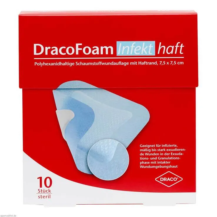 Dracofoam Infekt haft Schaumst.Wundauf.7,5x7,5cm, 10 St
