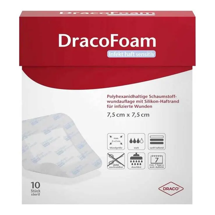 Dracofoam Infekt haft sensitiv Wundauf.10x10 cm, 10 St