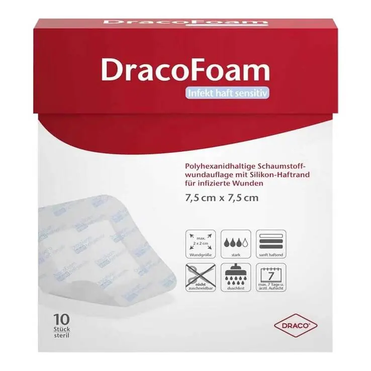Dracofoam Infekt haft sensitiv Wundauf.12,5x12,5cm, 10 St