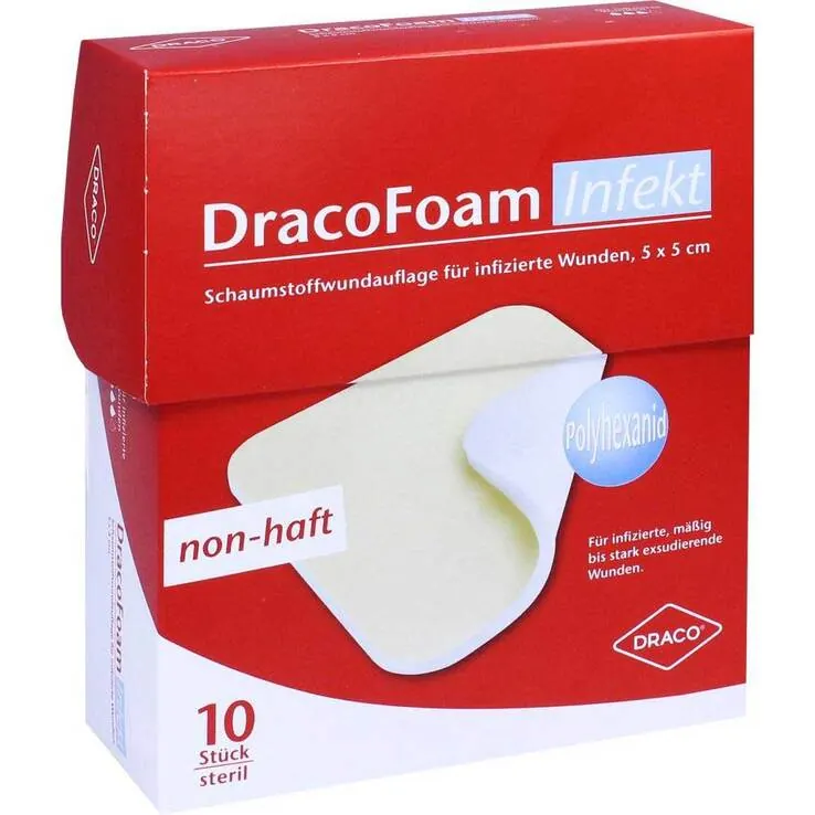 Dracofoam Infekt Schaumst.Wundauf.5x5cm, 10 St