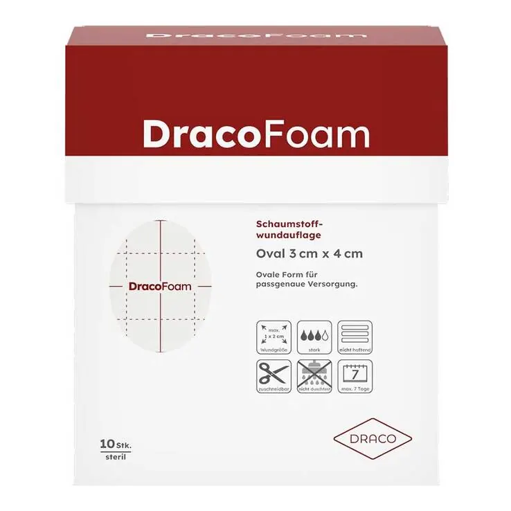 Dracofoam Schaumstoff Wundauflage oval 3x4cm, 10 St