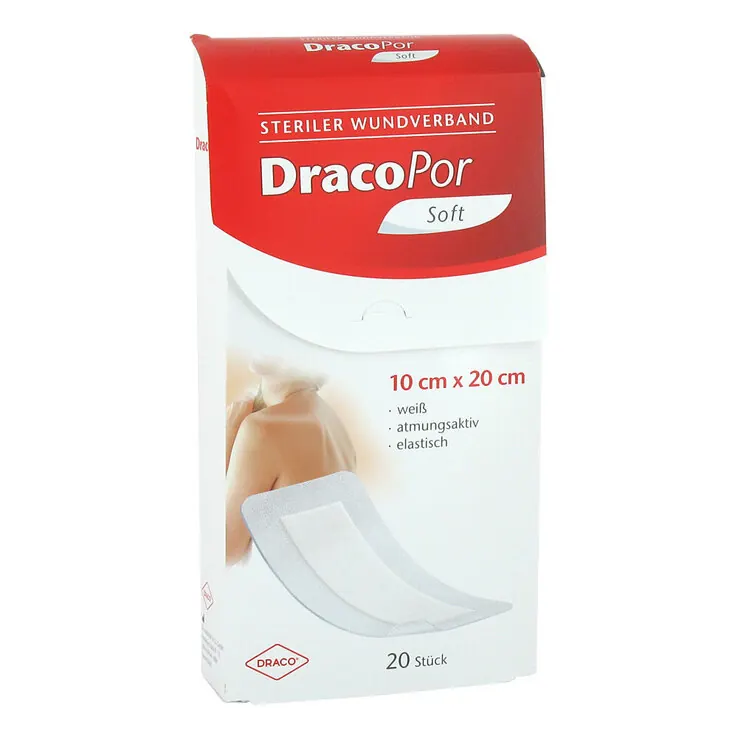 DracoPor Soft weiß Wundverband 10x20 cm steril, 20 St