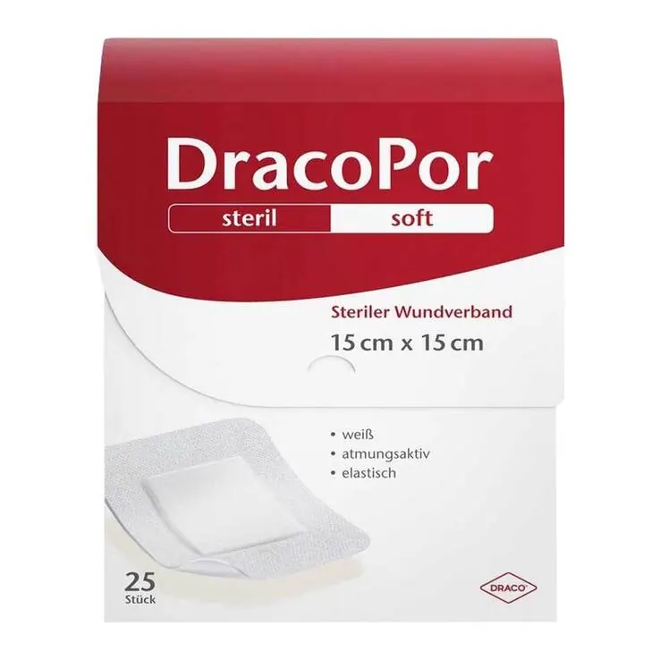 DracoPor Soft weiß Wundverband 15x15 cm steril, 25 St