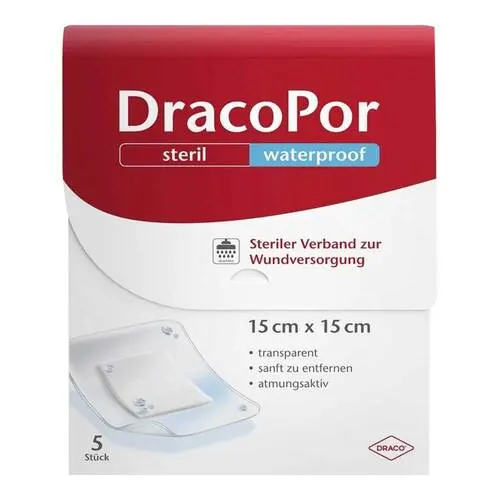 Dracopor waterproof Wundverband 15x15 cm steril, 5 St
