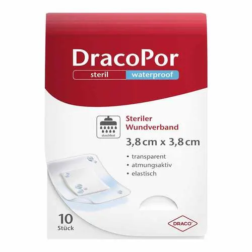 Dracopor waterproof Wundverband 3,8x3,8 cm steril, 10 St
