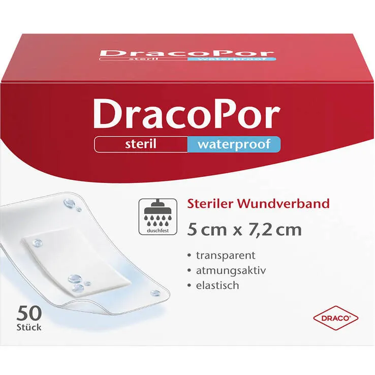 Dracopor waterproof Wundverband 5x7,2 cm steril, 50 St