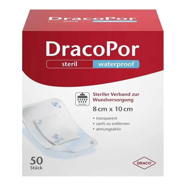 Dracopor waterproof Wundverband 8x10 cm steril, 50 St