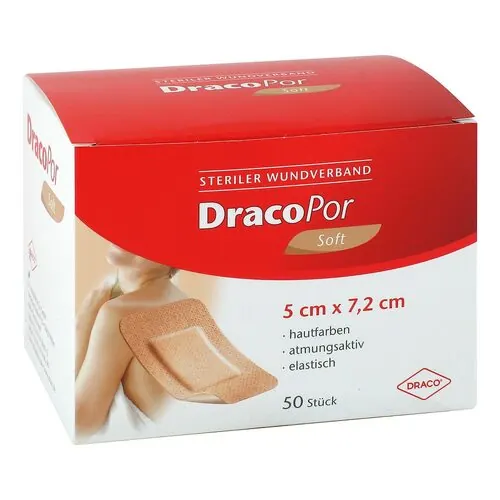 Dracopor Wundverband 5x7,2 cm steril hautfarben, 50 St