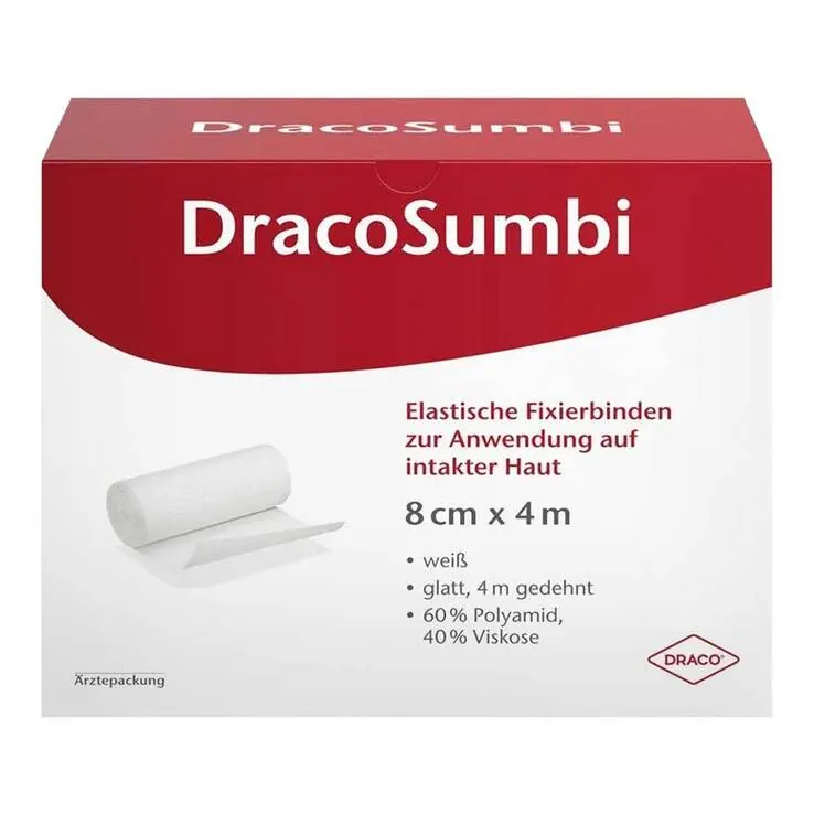 Dracosumbi Fixierbinde 8 cm x 4 m weiß, 100 St