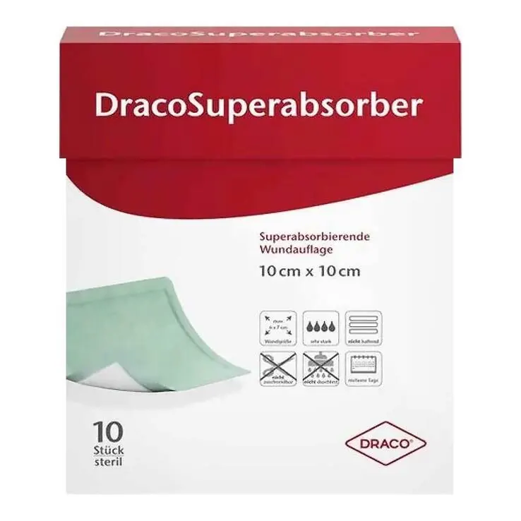 Dracosuperabsorber 10x10 cm Wundauflage, 10 St