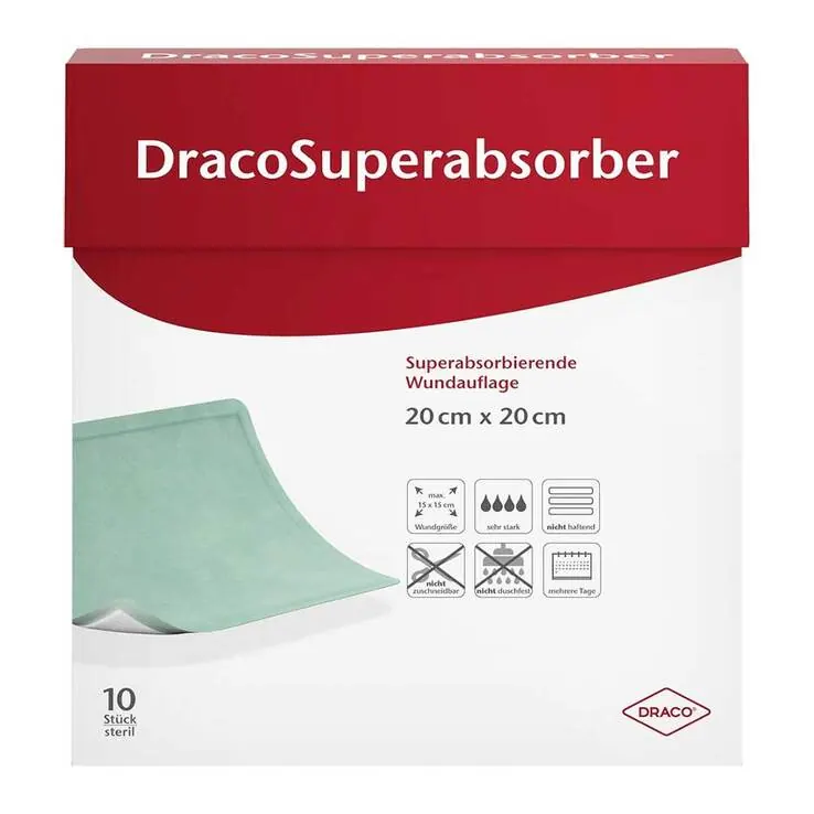 Dracosuperabsorber 20x20 cm Wundauflage, 10 St