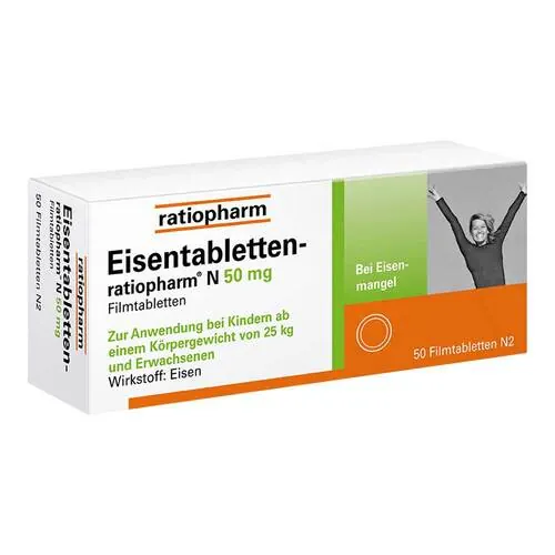 Eisentabletten-ratiopharm N 50 mg Filmtabletten, 50 St