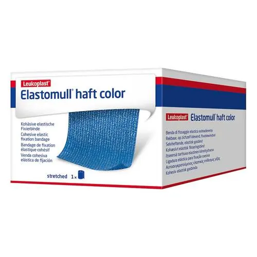 Elastomull haft color 8 cmx20 m Fixierbinde blau, 1 St