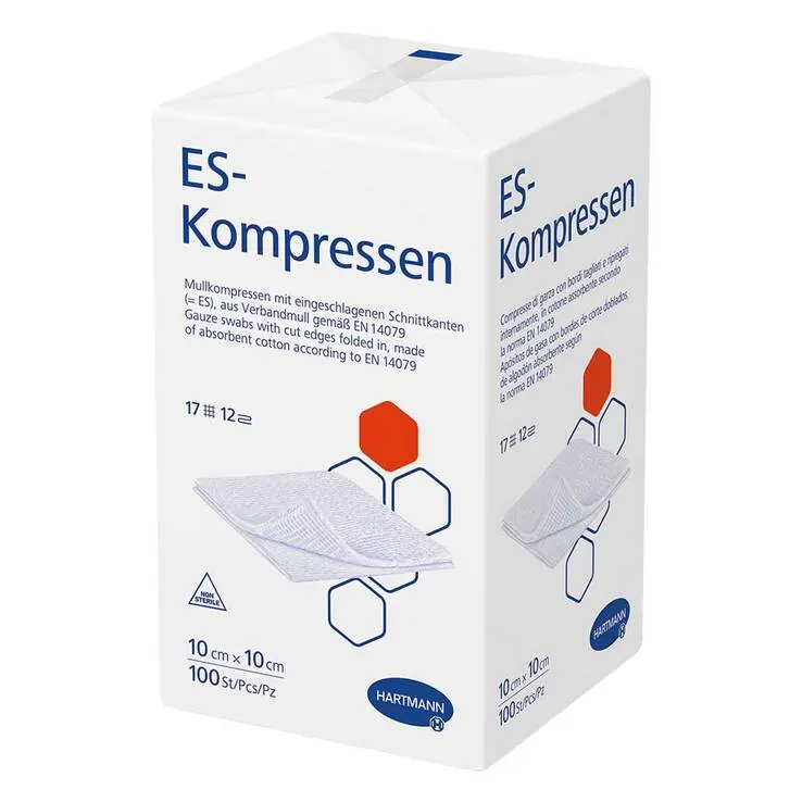 ES-KOMPRESSEN unsteril 10x10 cm 12fach, 100 St
