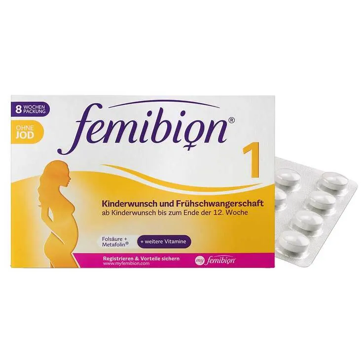 Femibion 1 Kinderwunsch + Frühschwangerschaft ohne Jod Tabletten 8-Wochen Packung , 60 St