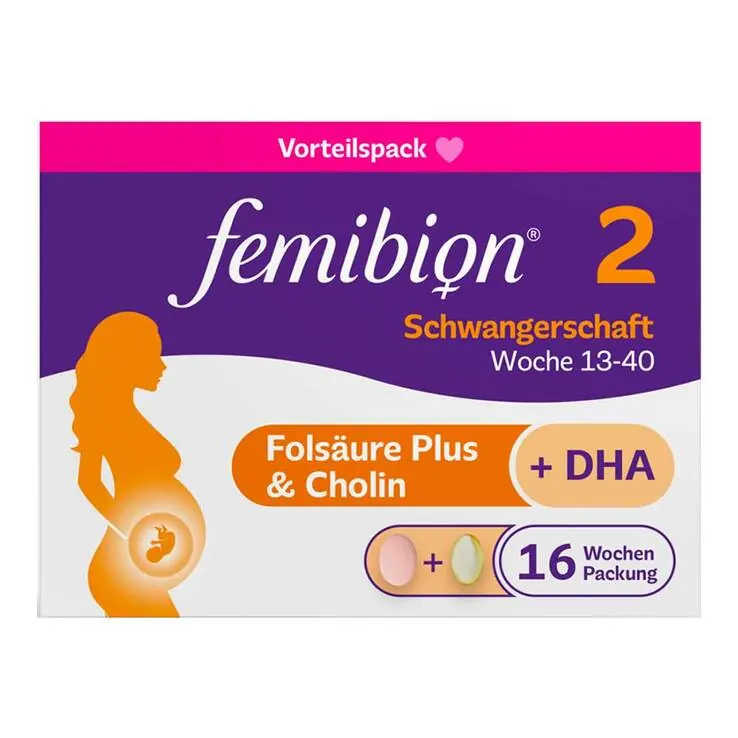 Femibion 2 Schwangerschaft in der 16-Wochen-Packung mit je 112 Tabletten und Kapseln, 2X112 St