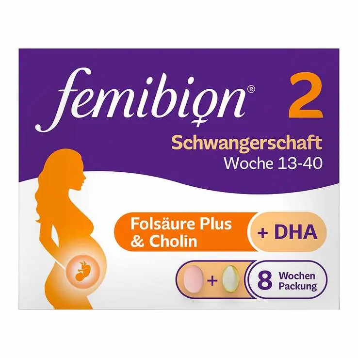 Femibion 2 Schwangerschaft in der 8-Wochen-Packung mit je 56 Tabletten und Kapseln, 2X56 St