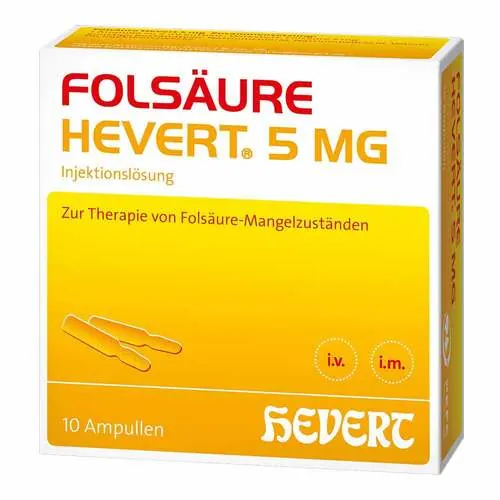 Folsäure Hevert 5 mg Injektionslösung Ampullen, 10X2 ml
