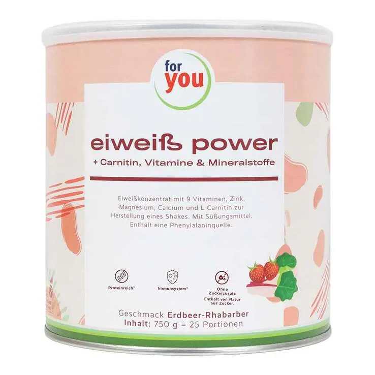 For You Eiweiß Power Erdbeer-Rhabarber, 750 g