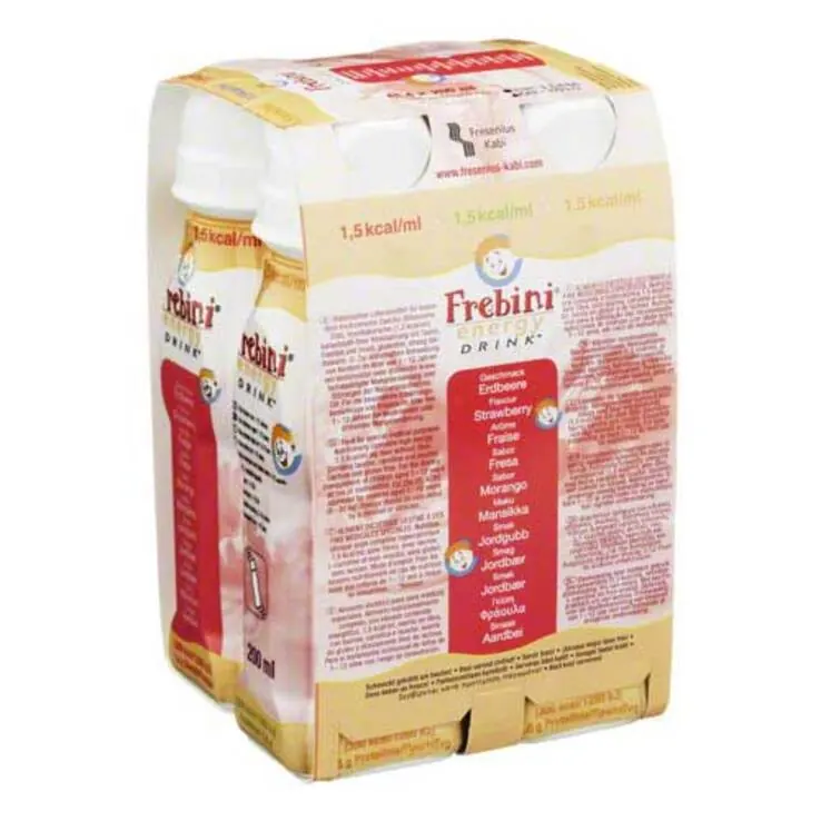 Frebini Energy Drink Erdbeere Trinkflasche, 4X200 ml