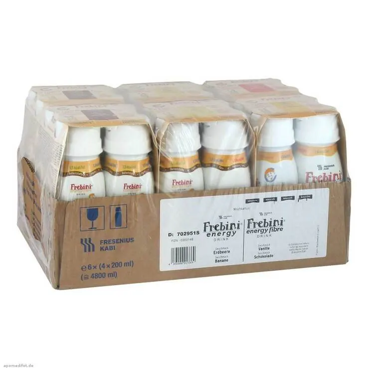 Frebini Energy Drink Mischkarton mit und ohne Ballaststoffen Trinkflaschen, 24X200 ml