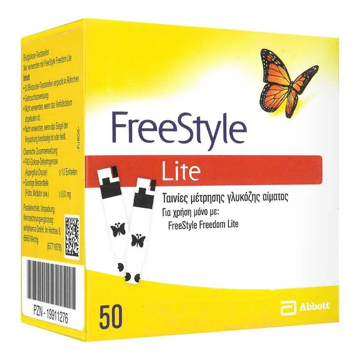 Freestyle Lite Teststreifen ohne Codieren für Finger, 50 St