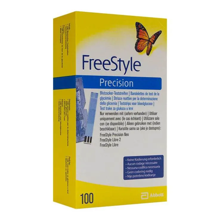 Freestyle Precision Blutzucker Teststreifen ohne Codierung, 100 St