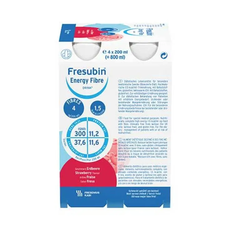Fresubin Energy Fibre Drink Erdbeere Trinkflasche, 6X4X200 ml