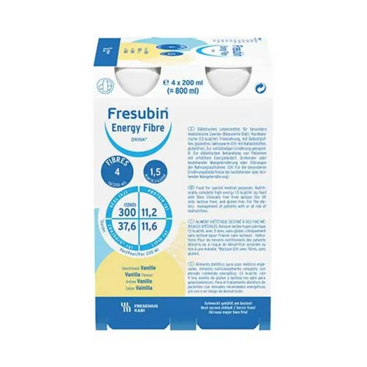 Fresubin Energy Fibre Drink Vanille Trinkflasche, 6X4X200 ml