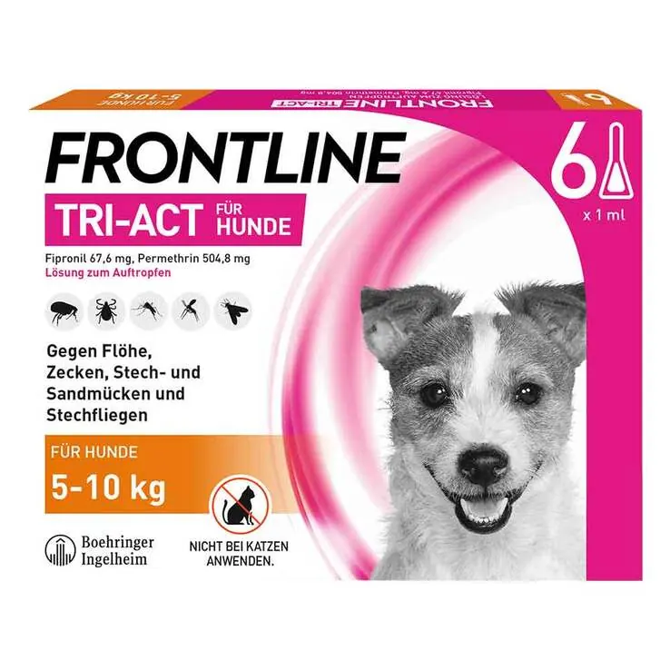 FRONTLINE TRI-ACT gegen Zecke, Floh und fliegende Insekten bei Hunden (5-10kg), 6 St