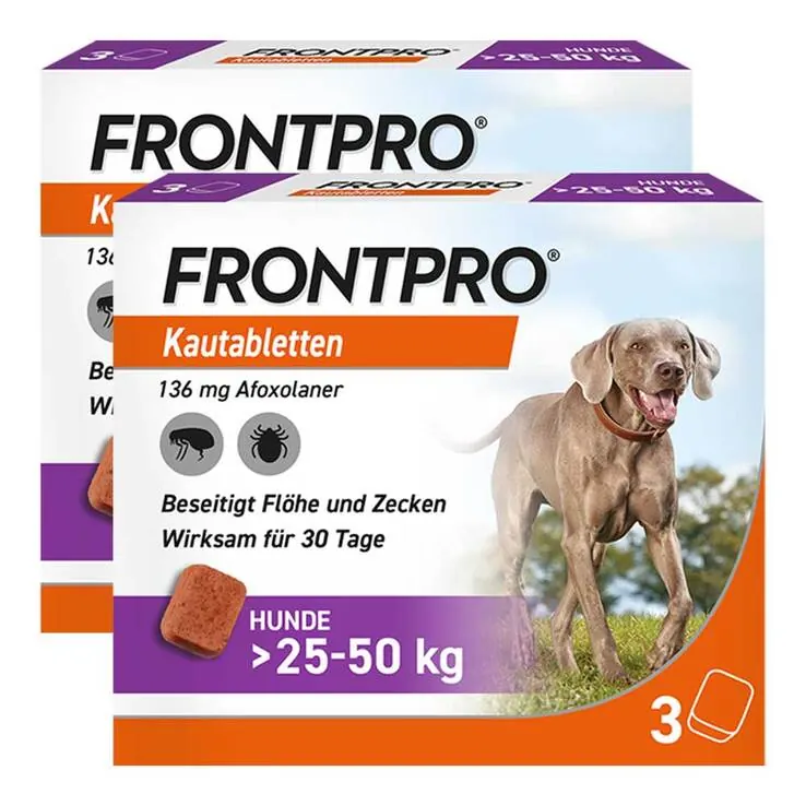 FRONTPRO 136 mg Kautabletten für Hunde 25 - 50 kg, 2x3 St