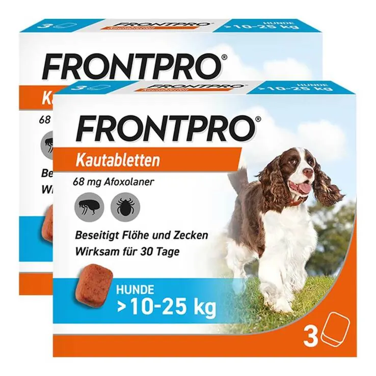 FRONTPRO 68 mg Kautabletten für Hunde 10 - 25 kg, 2x3 St