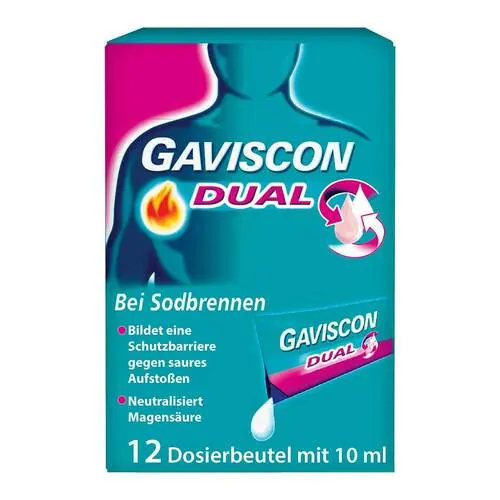 Gaviscon Dual 500mg / 213mg/325mg Suspension zum Einnehmen Beutel , 12X10 ml