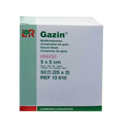 Gazin Mullkomp.5x5 cm steril 8fach, 25X2 St