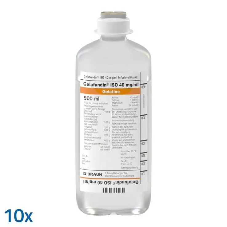 Gelafundin ISO 40 mg/ml Ecoflac plus Infusionslösung, 10X500 ml