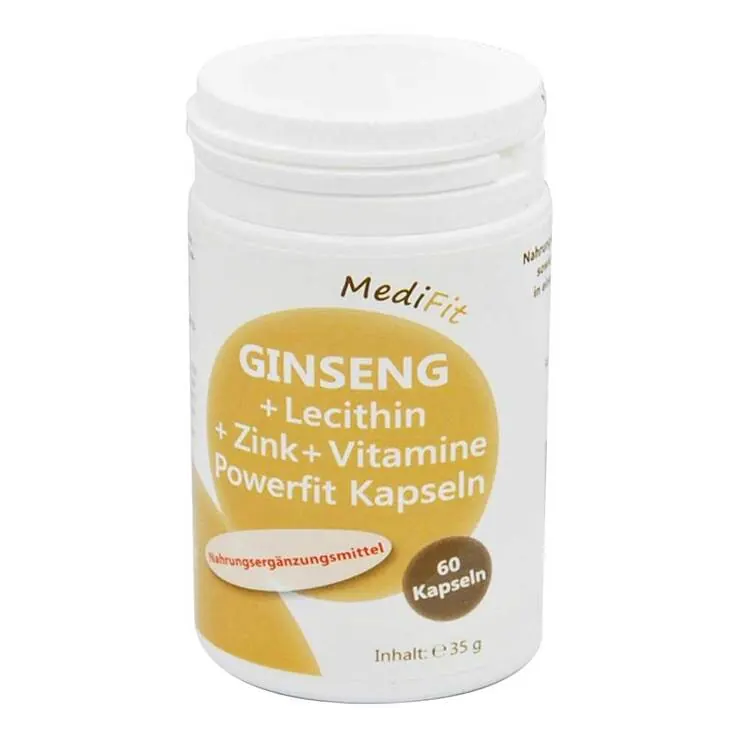 Ginseng + Lecithin + Zink + Vitamine Powerfit Kapseln, 60 St