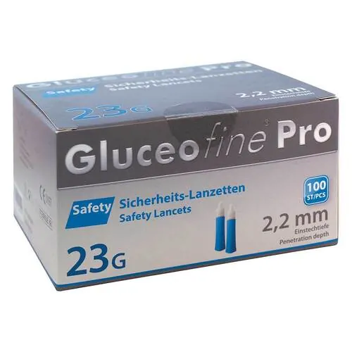 Gluceofine Pro Safety Sich.-Lanzetten 23 Gx2,2 mm, 100 St