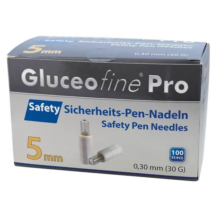 Gluceofine® Pro Safety Sicherheits-Pen-Nadeln 30 G 0,3x5 mm, 100 St