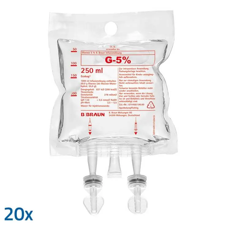 Glucose 5% B.Braun Ecobag, 20X250 ml