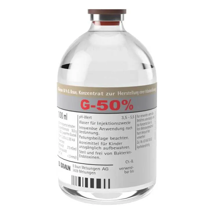 Glucose 50% B.Braun Injektionsflaschen, 20X100 ml