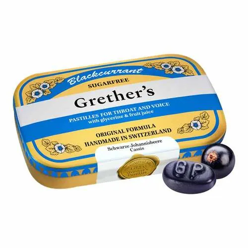 Grethers Blackcurrant Silber zuckerfrei Past.Dose, 60 g