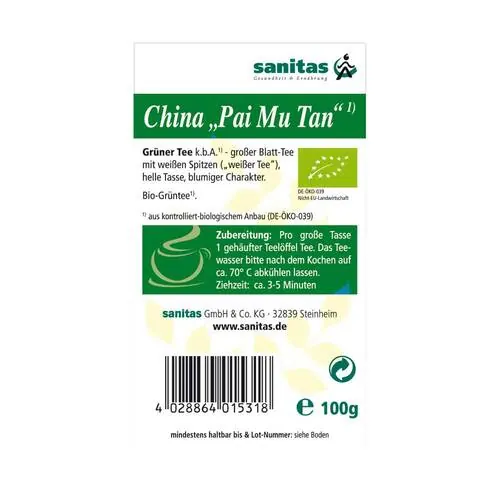 Grüner Tee China Pai Mu Tan, 100 g