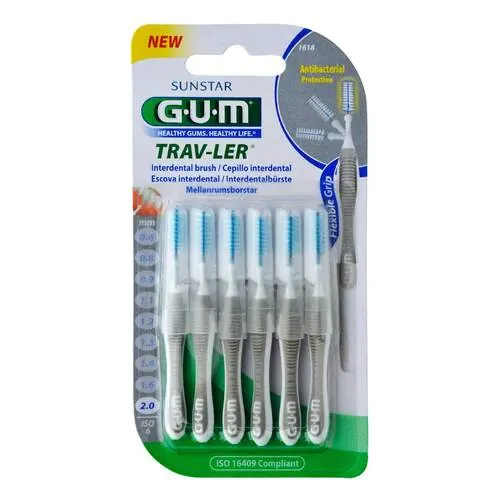 Gum Trav-Ler 2,0mm Kerze grau Interdental + 6Kappen, 6 St