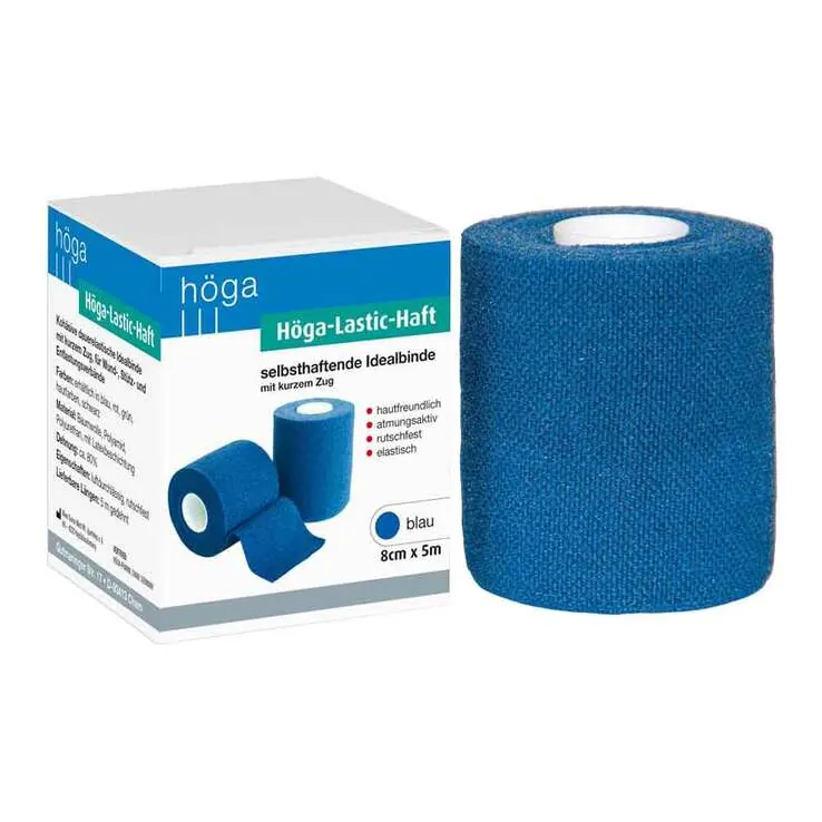Höga Lastic Haft Binde 8cmx5m blau, 1 St