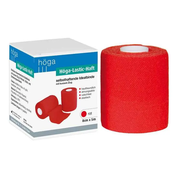 Höga Lastic Haft Binde 8cmx5m rot, 1 St