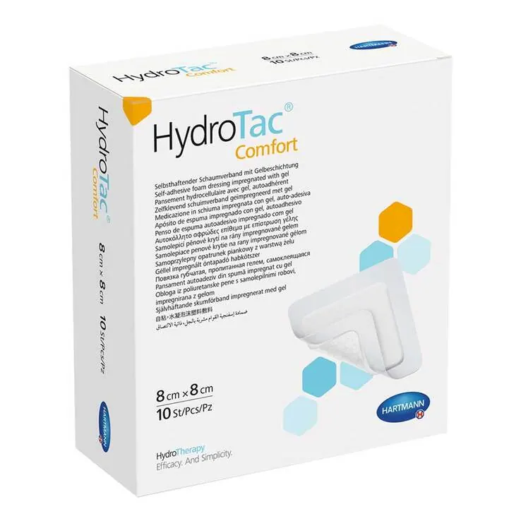 Hydrotac comfort Schaumverband 8x8 cm steril, 10 St