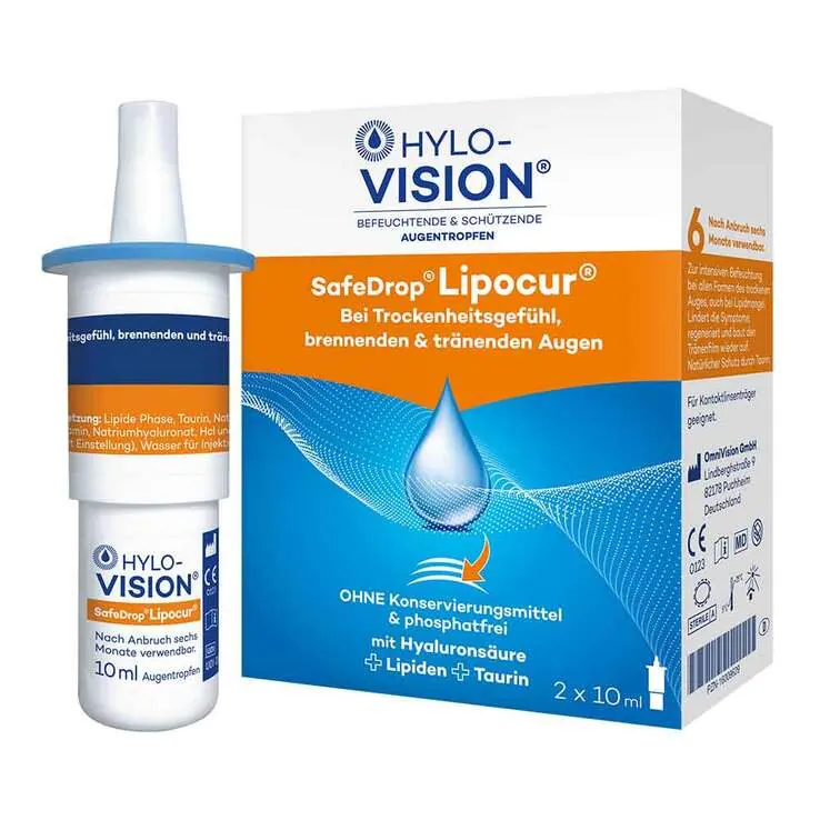 HYLO-VISION® SafeDrop® Lipocur® Augentropfen, 2X10 ml
