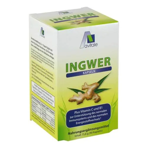 Ingwer 500 mg Kapseln + Vitamin B1+C, 90 St