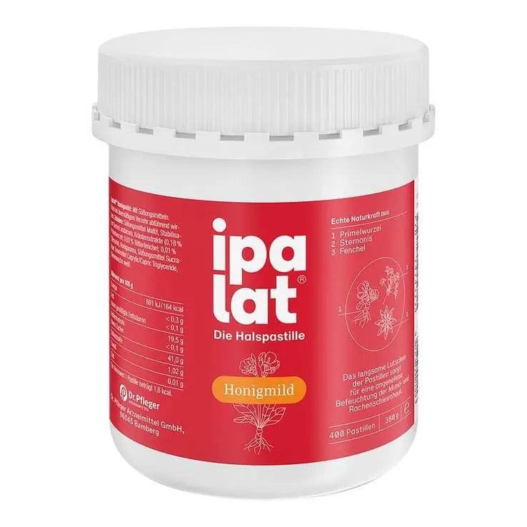 Ipalat Halspastillen honigmild ohne Menthol zuckerfrei , 400 St